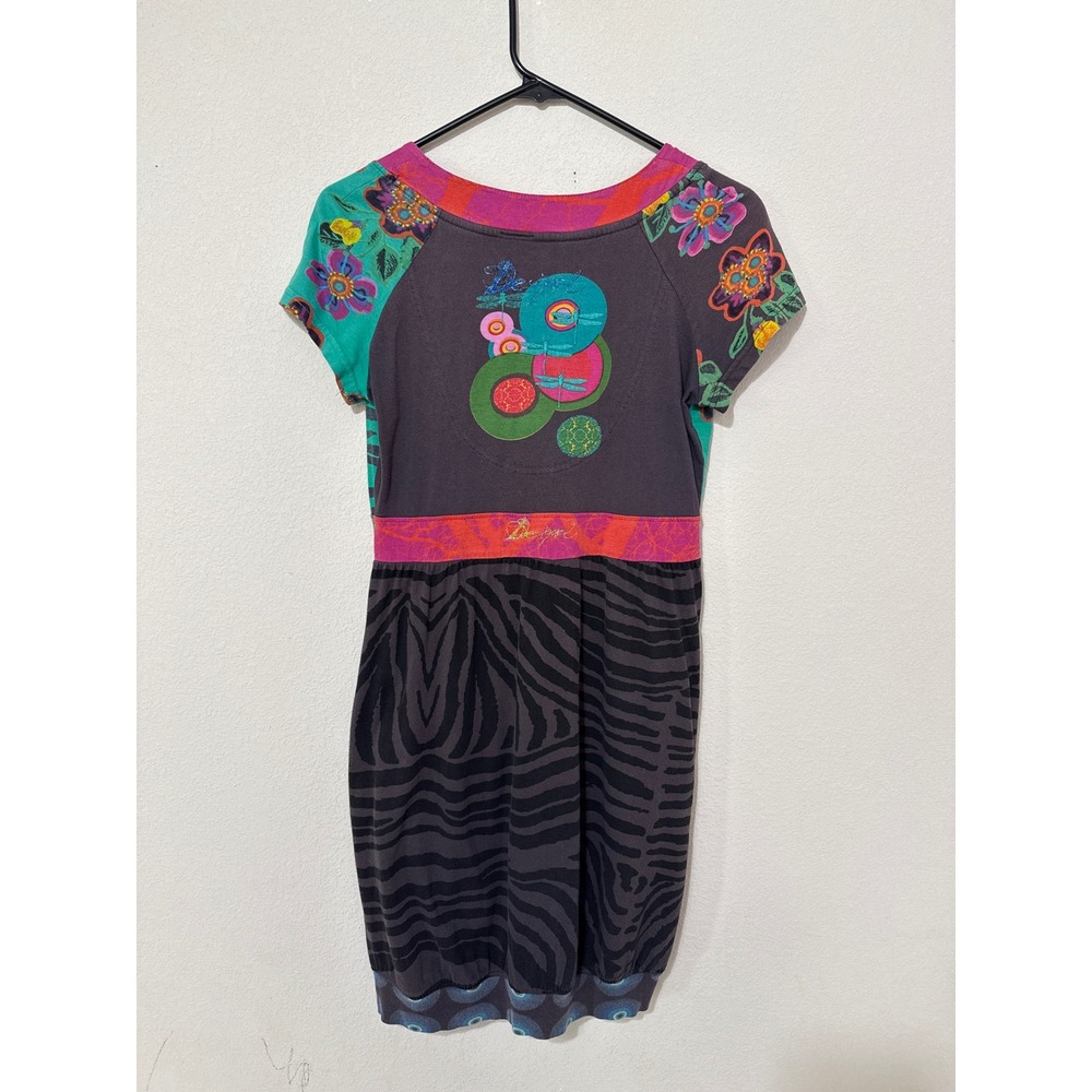 Vintage Y2K Desigual Multicolored Floral Geisha Graphic Bubble Dress Sz Medium - Picture 4 of 7